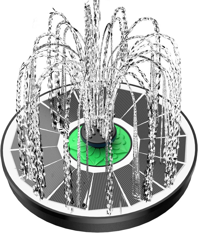 Yzert Solar Fountain for Bird Bath Glass - No Battery, 3.5W Solar Bird Bath Fountains Green Flower with 4 Fixed Rods & 7 Nozzles, Solar Powered Water Fountain for Bird Bath,Pond,Pool,Outdoor,Garden - Image 1